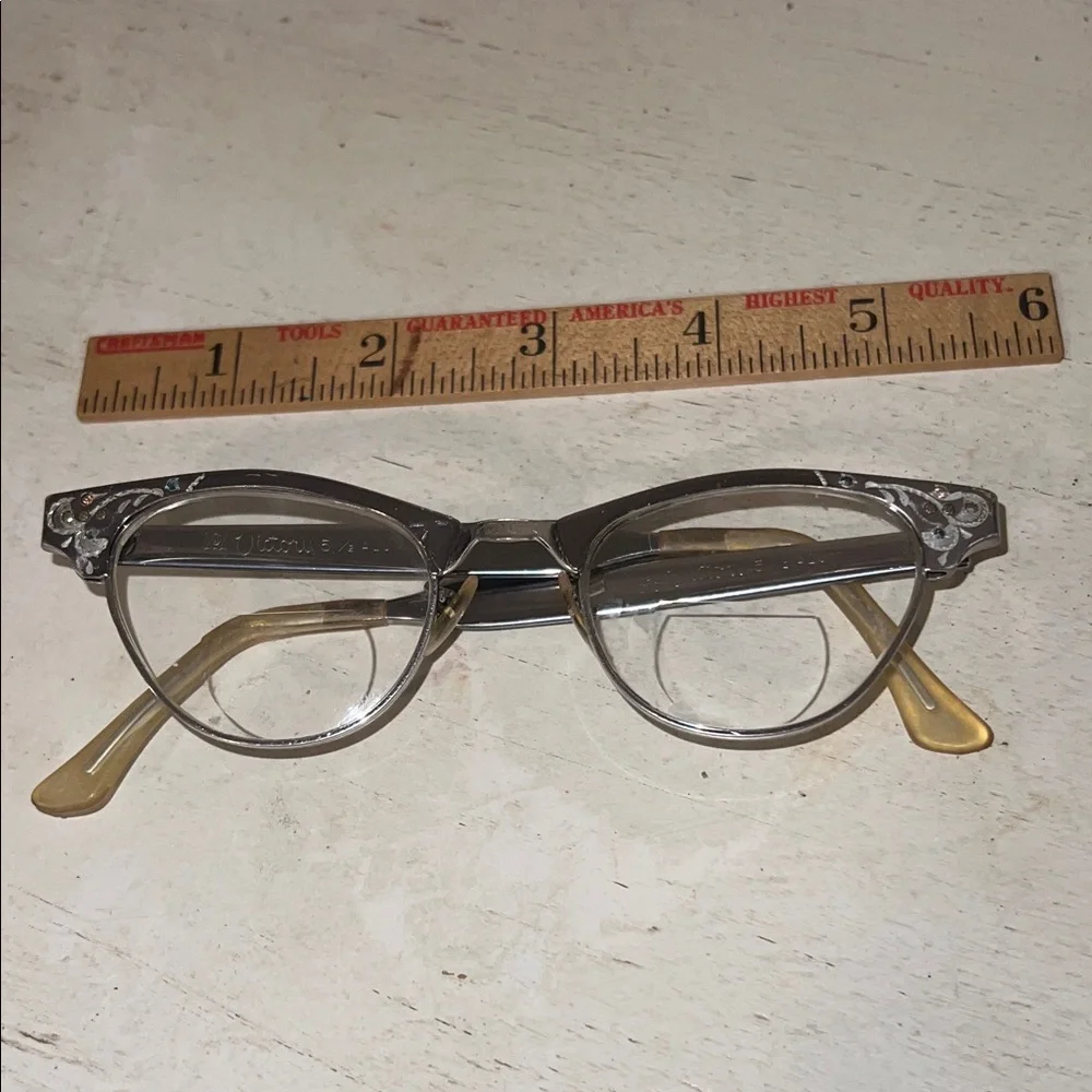 50s 12k Gold Filled Aluminum Art Craft Cat eye frames eye glasses 5 1/2 44